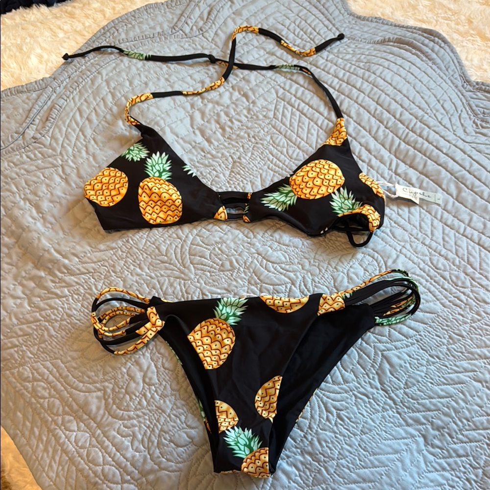 Cupshe Black and Yellow Pineapple Bikini